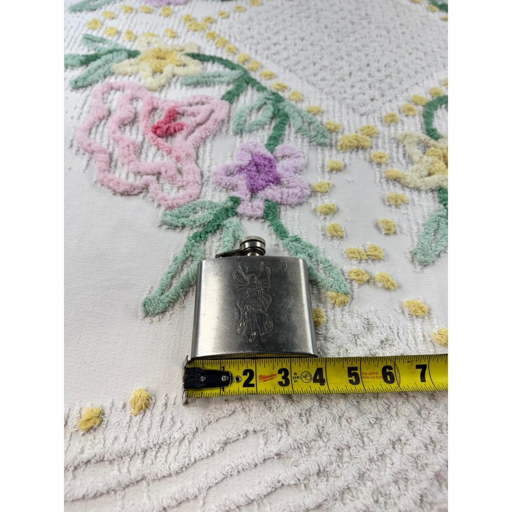Vintage Fairy Etched Stainless Steel Hip Flask 5oz Silver Y2K Whimsigoth Pocket - Picture 10 of 11